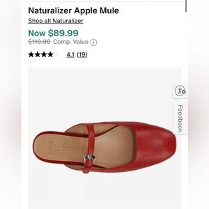 Naturalizer Red Leather Mules